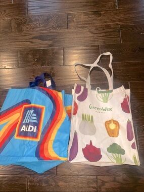 ALDI Rainbow Reusable Tote + GreenWise Market Grocery Bag